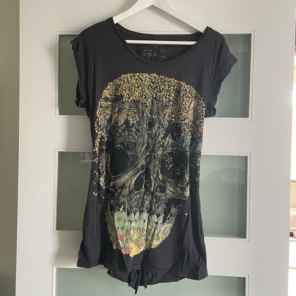 All Saints Black Skull Graphic Tee
